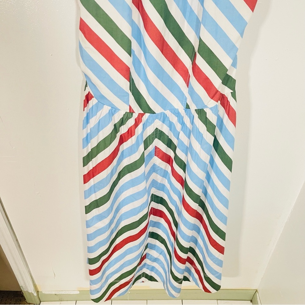 Anthropologie Striped Halter Midi Dress in Blue, White, Green, Rust L - Picture 3 of 10